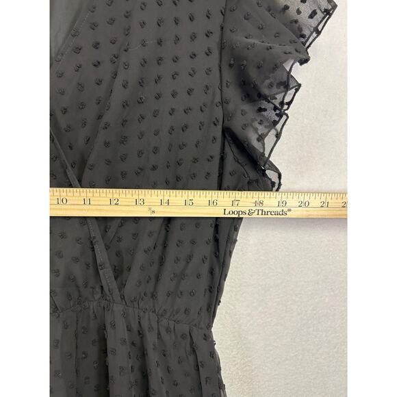 BTFBM Black Swiss Dot Vneck Ruffle Tiered Midi Dress Large - Picture 8 of 8